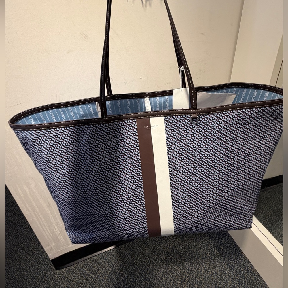 Tory Burch The Racer XL Tote Blue Pattern Lightweight Tote